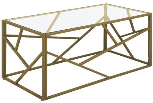 Soffbord Guld Kaffebord Glasskiva Metall Vardagsrum Modern Orland