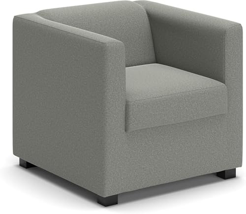 DOMO Collection Sessel Solo FK / Sessel rechteckig / Größe 73 cm x 75 cm x 69 cm (Breite x Tiefe x Höhe) / Stoff: feiner Webstoff in silber (grau), kleiner Cocktailsessel