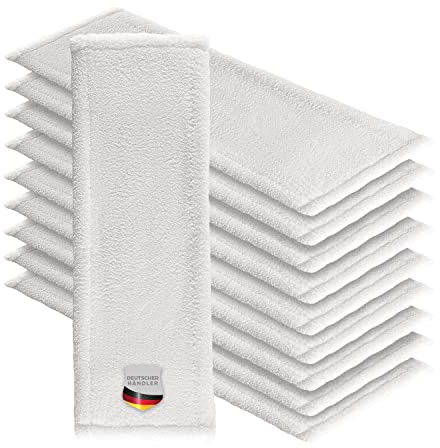 Thometzki Mikrofaser Wischmop 60 cm White Ersatz für Mop Klapphalter Wischmoppbezug, für Versiegelung Reinigung von Bodenbeläge wie Laminat Dielen, Fliesen Feudel, Bodenwischer Ersatzbezug (10)