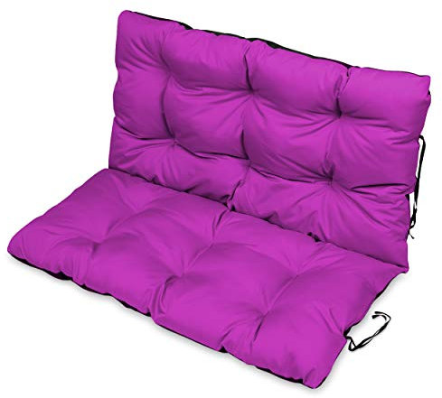 SuperKissen24. Coussin Dossier pour Banc de Jardin Canapé - 120x50 cm et Appui 120x60 - Intérieur/Extérieur - imperméable - Fuchsia