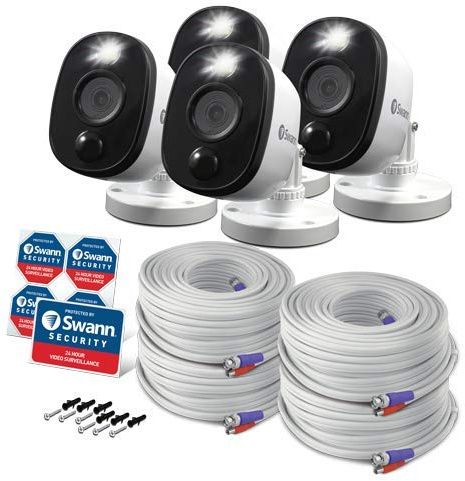 Swann SRPRO-1080MSFBWB4 4 Pack of SWPRO-1080MSFB BNC add on/Replacement Cameras 1080P with Sensor Warning Light, Requires Certain Swann DVR to Work, See Details for Compatibility