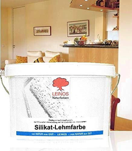 LEINOS Silikat-Lehmfarbe 689, naturweiß – Hochdeckende Wandfarbe für Innen, atmungsaktiv, lösemittelfrei, diffusionsoffen, geruchsarm, vegan, ideal für Lehmputz, Kalkputz, Putz – 10 L