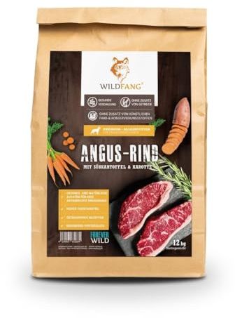 Wildfang® Cibo Secco per Cani 6kg – Cibo per cani premium con manzo Angus, senza cereali e senza glutine. Ingredienti naturali, senza zuccheri aggiunti, per cani adulti e anziani – Confezione da 1