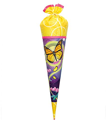 ROTH Schultüte Stoffwunder - Schmetterling 70 cm groß - rund Stoffschultüte Spitze