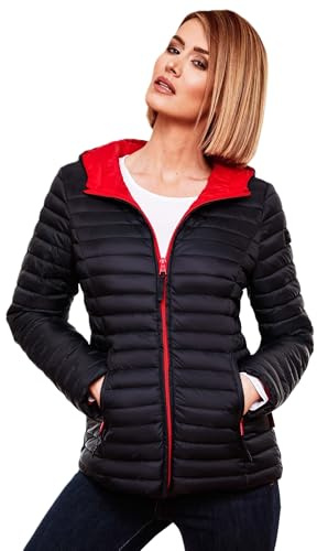 MARIKOO Damen Steppjacke Übergangsjacke gesteppte Jacke mit Kapuze Frühjahr Stepp B857