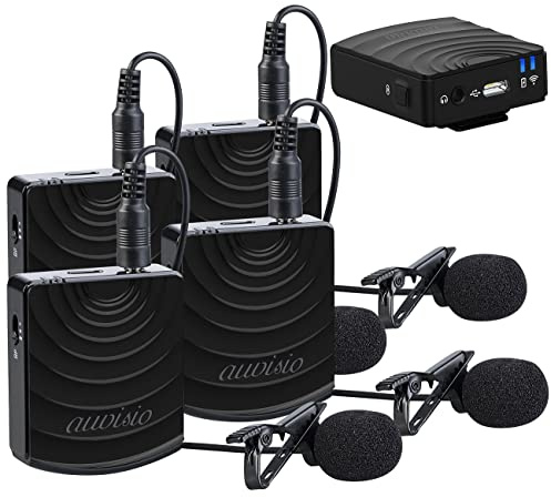 auvisio Mikrofon Funk: Vier Digital-Funkmikrofon & -Empfänger-Sets, Klinke, 2,4 GHz, 25 m (Anklipp-Mikrofon, Funkset)