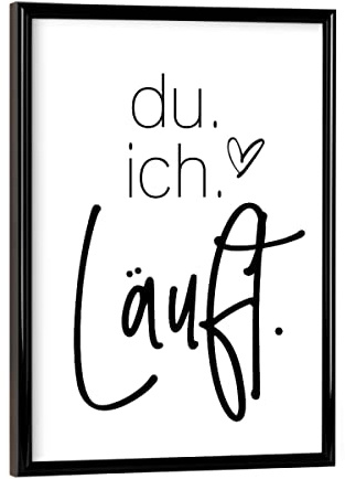 artboxONE Poster mit schwarzem Rahmen 18x13 cm Typografie Typografie Du ich läuft - Bild du du handlettering