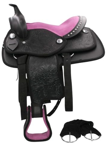AMKA Westernsattel für Kinder DE ROSA schwarz/pink Ponysattel Shetty