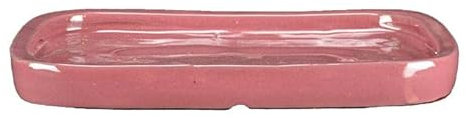 Geosism & Nature Sottovaso per bonsai rettangolare in gres smaltato rosa 22,5x16,5x1,5 cm - GA2S