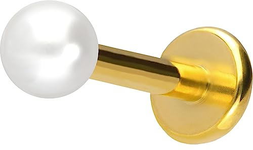 PIERCINGLINE Titan Labret mit Push Fit SYNTHETISCHE PERLE Piercing Ohr Helix Conch Tragus Farb & Größenauswahl