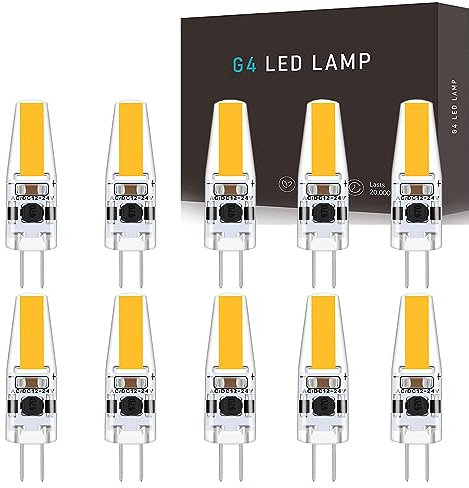 G4 LED Lampen Dimmbar,3W LED G4 Birnen 3000K Warmweiß 300LM,Ersatz für 30W Halogen Leuchtmittel,G4 LED 12V AC/DC,Kein Flackern,360° Abstrahlwinkel,Led Steckbirnen,Stiftsockellampe Led,10er Pack