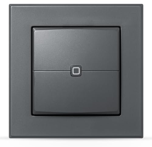 Homematic IP Smart Home Wandtaster – 2-fach, anthrazit, Wandschalter, zwei Tasten, Zubehör für Ihr Homematic IP Smart Home, universell einsetzbar, schaltet Aktoren und Thermostate, kabellos, 159881A0