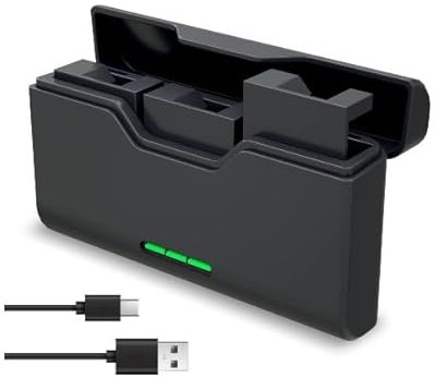 Battery Charger and 3Pcs Battery for GoPro HERO 8, 7, 6, 5 [Black, White, Session] - Charge 3 Batteries at a time - Fast USB C Cable included - with SD Card Storage Slots - (3 Pack)