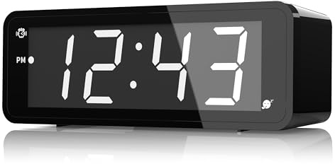KWANWA Alarm Clock, Large Display 1.8 LED Numbers, Adjustable Led Brightness, Battery Operated, 12/24Hr, Snooze, Clearly Visible Day and Night, Alarm Clock for Heavy Sleepers Adults, Kids