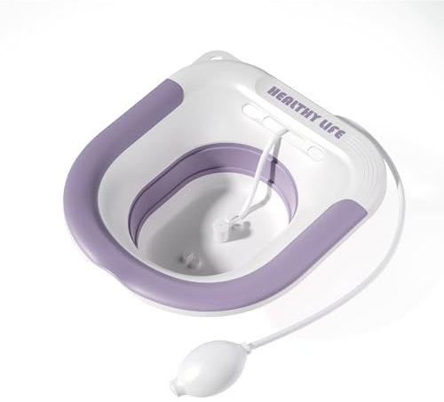 Sitz Bath – Siège vapeur au-dessus des toilettes pliable pour le trempage par siège pour les toilettes – Bain périnéal pour soulager les hémorroïdaires, les femmes enceintes, les personnes âgées