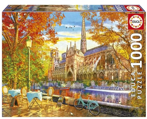 Educa - L'Automne à Notre-Dame Puzzle 1000 Pièces Adulte | Paris France Illustration | 68 x 48 cm | Dès 14 Ans (19936)