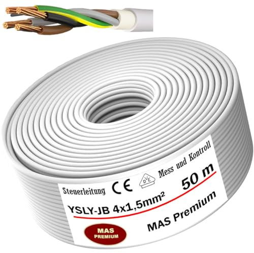 MAS Premium Von 5 bis 250 m YSLY-JB 4x1,5 mm² Flexibles Steuerkabel grau Verlege Kabel Mess-, Kontroll- und Regelungsleitung für Werkzeugmaschinen Steuerleitung (50m)