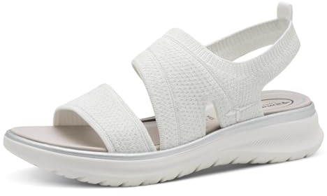 TAMARIS Comfort dam TC veganska sandaler, vit/silver, 41 EU, Vitt silver, 41 EU
