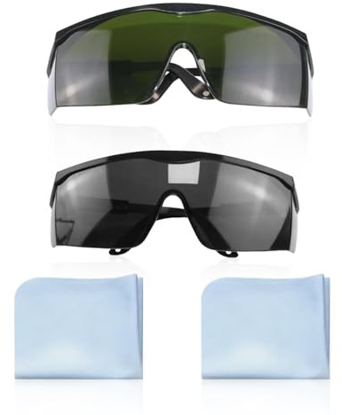 2 Piezas De Gafas De Seguridad, 2 Pieños Para Limpieza, Gafas Láser Anti-UV Adecuadas Para Depilación, Esmerilado Y Corte