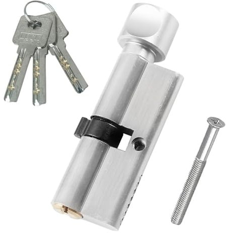 Xiciki Cylinder Lock, Euro Cylinder Lock 35/35, Thumb Turn Euro Cylinder Lock 70mm, UPVC Door Locks, Lock Barrel and Keys Set, Thumbturn Euro Cylinder for High Security (White)