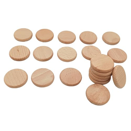 Unlackierte Holzstücke für Lasergravur, Blanko-Etiketten aus Buchenholz ohne Loch, Holzschnitte und Holzscheiben für DIY Bastelbedarf, Malerei, Ornamente (Rund)