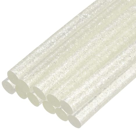 sourcing map Mini Hot Glue Sticks 7x100mm Glitter Transparent White 12pcs | for Glue Gun