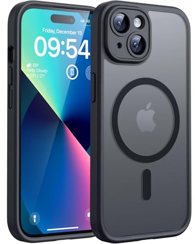 TOCOL for iPhone 13 Case, Compatible with MagSafe, Black | Full Camera Protection, Built-in Magnets, 15FT Military-Grade Shockproof Thin Slim Translucent Matte Phone Cover