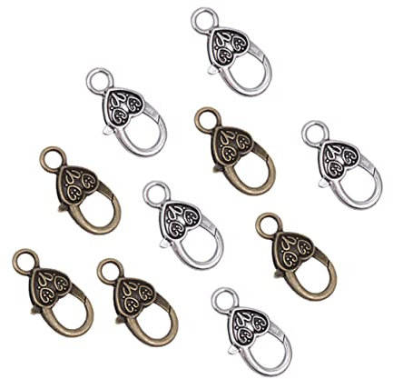 VILLCASE 20stücke Karabinerverschluss Diy-schmuckzubehör Herzform Zinklegierung Verschluss Zur Schmuckherstellung Armbandverschluss Halskettenverschluss