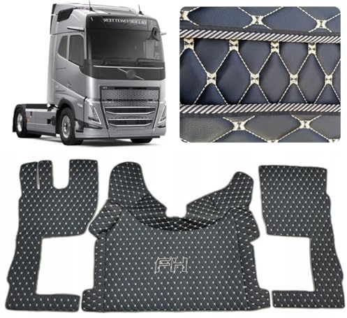 Bilmatta för lastbilsförarhytt Set kompatibel med VOLVO FH4 FH5 FH Aero (svart, beige tråd)