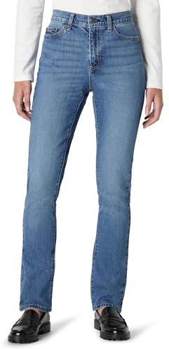 Amazon Essentials Jean Jambes Droites, Coupe Ajustée et Taille Mi-Haute, Élasticité Moyenne Femme