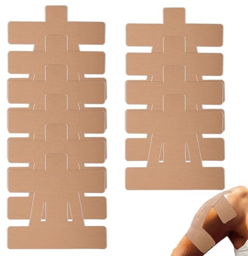 Gosknor 10pcs Bande Kinésiologie Prédécoupée pour Épaule, Respirante et Sans Latex Bande Athlétique pour Soutien et Stabilité Musculaire l'Épaule Élastique Auto-Adhésive Bandes Patch Sport (Beige)