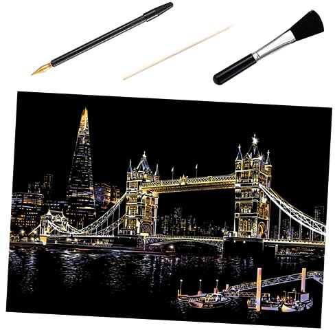 VILLCASE Tower Bridge London Kit City Night Scratch Drawing Scratch Papers Für Jungen Und Mädchen Und Die Grundschule