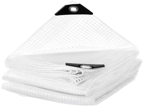 Telone Impermeabile per Esterno Telo Resistente Antistrappo Retinato con Occhielli Rinforzati Multiuso Giardino, Auto, Legna, Piscina, Trasparente - 5x5 m