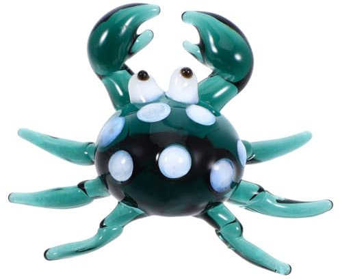 UKCOCO - Figura de Cangrejo de Cristal soplado a Mano Cangrejo Pintado en Miniatura Ornamento Marino para Sala de Estar Dormitorio decoración hogar Animal doméstico Solo té