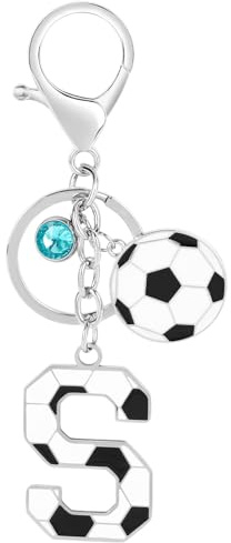 MWOOT Schlüsselanhänger Fußball Buchstabe, Schlüsselanhänger mit Fussball Anfangsbuchstaben Anhänger für Jungen Mädchen, Fußballfans Geschenke Schlüsselringe für Rucksack Handtaschen Charms