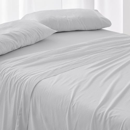Burrito Blanco | Juego de sábanas Algodón | Cama de 150 a 160cm. (+Medidas Disponibles) | Diseño 633 | Color Gris (150-160x190/200cm.)
