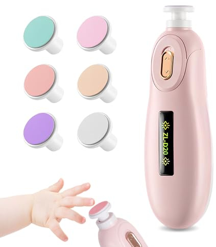 Lima de Uñas para Bebés, Cortaúñas Eléctrico para Bebés, 6 en 1 Cortaúñas Eléctrico para Niños con 6 cabezales de lijado intercambiables, Lima Electrica Uñas Bebe, para todas las edades