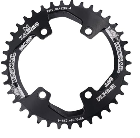 Chainring 96BCD for Bicycles, SNAIL 32T 34T 36T 38T Circular Design, Perfect for Mountain Bikes (38T Black)