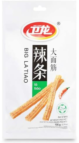 Wei Long Big La tiao – Snack Piccante Cinese | 1 Busta da 106 g | Bastoncini Croccanti al Peperoncino | Gusto Hot & Spicy | Street Food Tradizionale Cinese