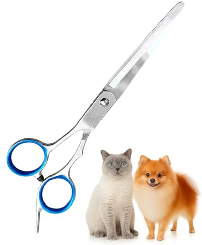WINXMIN Tijeras curvas para perros,Profesionales para el cuidado de mascotas,Tijeras de entresacar de acero inoxidable con puntas redondas de seguridad