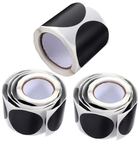 TOPBATHY 3 rollos Etiquetas Redondas de Pizarra para Frascos de Especias Adhesivas Reutilizables de PVC Impermeables Fáciles de Escribir y Borrar Organizador para Cocina y Despensa de