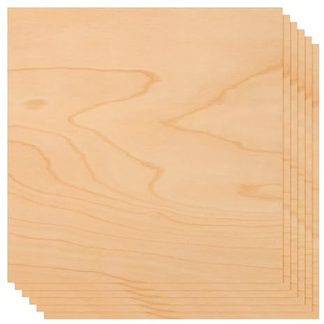 sourcing map 6 Pcs Real Wood Veneer Sheets, 30 x 30cm Laminate Wood Boards Square for Handicrafts, Jewelry Boxes, Door Panels, Laser Cutting, Painting (Birch)