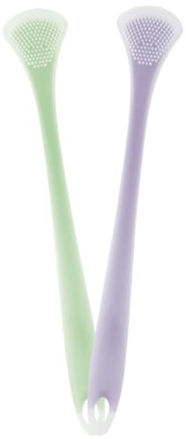 CORHAD Pulitore Lingua in Silicone e Nailon, Raschietto Linguale Multifunzionale 2 Pezzi, Piccolo e Leggero per Adulti, Strumento la Pulizia Orale Quotidiana