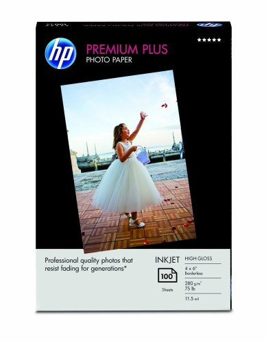 HP Premium Plus High-Gloss Photo Paper-100 SHT/4x6 in Borderless