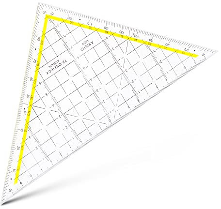 Aristo 1650/1 TZ-Dreieck (Hypotenuse 22,5 cm, Tuschenoppen, keine Facette, Plexiglas mit Tiefenprägung, Made in Austria) transparent