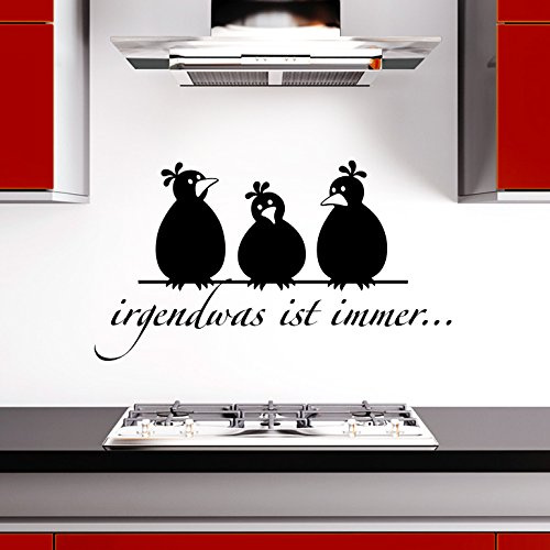 Grandora W3169 Wandtattoo Spruch Irgendwas ist Immer + Vögel schwarz (BxH) 37 x 21 cm