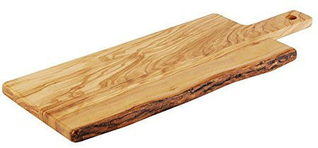 APS 874 Plato de servir OLIVE, 44 x 20 cm, altura 2 cm, asa 12 cm Madera de olivo, variaciones naturales en forma, veteado y tamaño