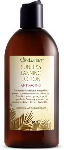 Sunless Tanning Lotion | Anti-Aging Self-Tanner | Body Tanning | Sun Kiss Glow Bronze Finish | Bronzer Lotion For All Skin Types | Just Nutritive | 8 Oz
