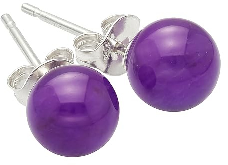 Boucles d'oreilles puces en argent 925 Perle de pierre fine 6 mm