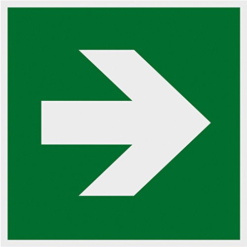 Metafranc Hinweisschild Symbol: Richtungspfeil gerade - 150 x 150 mm - nachleuchtend / Beschilderung / Rettungsweg / Fluchtweg / Notausgang / Sicherheitsmarkierung / Gewerbekennzeichnung / 503820